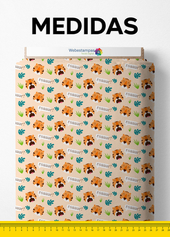 Tecido Tricoline Misto Estampa Digital Cute Tiger 1,50m de Largura