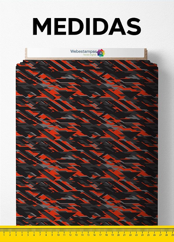 Tecido Oxford Estampa Digital Camuflada Preta e Vermelha 1,55m de Largura