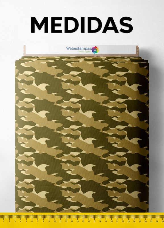 Tecido Oxford Estampa Digital Camuflagem Verde e Bege 1,55m de Largura
