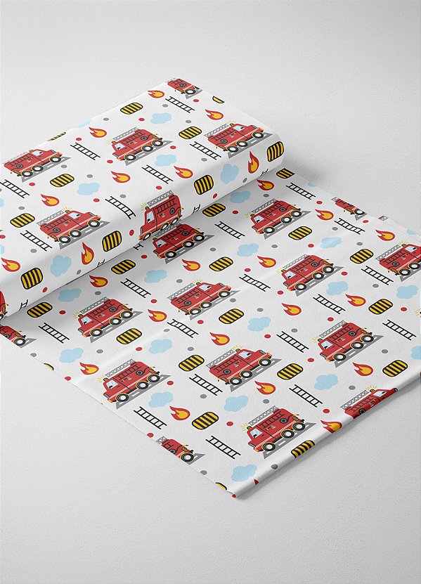 Tecido Oxford Estampa Digital Caminhão de Bombeiro 1,55m de Largura