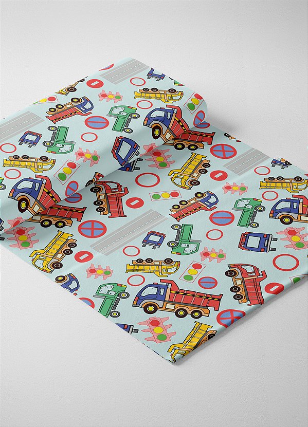 Tecido Oxford Estampa Digital Caminhõezinhos 1,55m de Largura