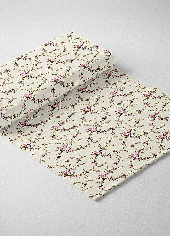 Tecido Oxford Estampa Digital Florzinha Fundo Palha 1,55m de Largura