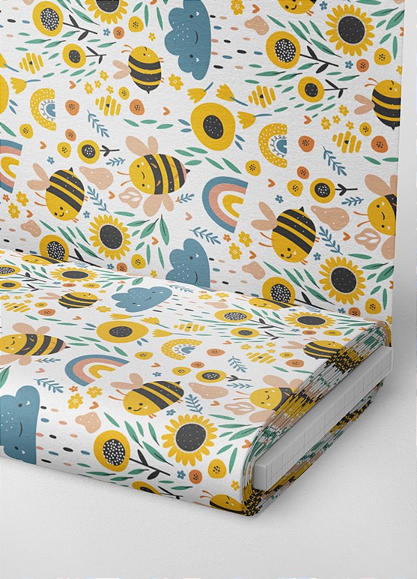 Tecido Oxford Estampa Digital Abelhinha 1,55m de Largura