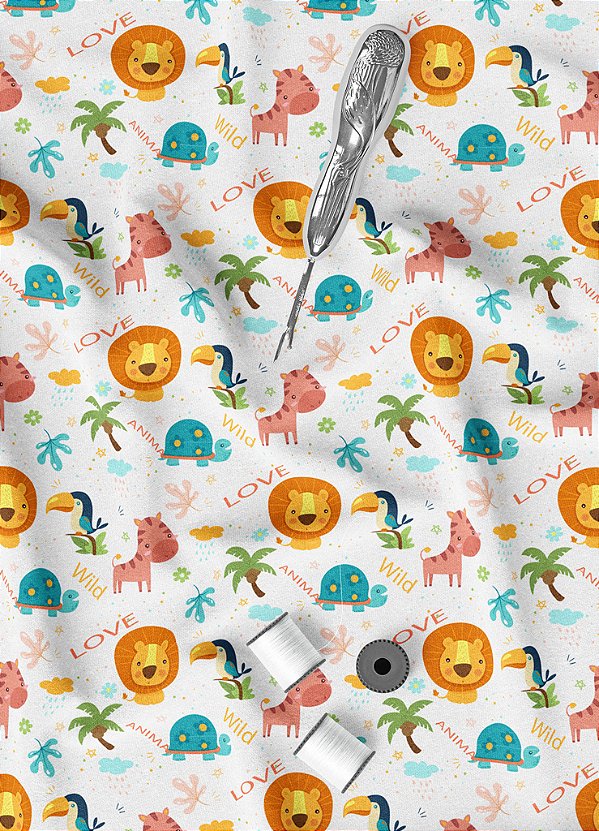 Tecido Oxford Estampa Digital Animais 1,55m de Largura