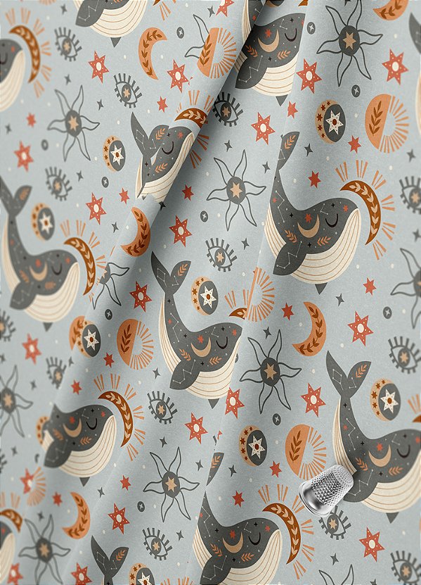 Tecido Oxford Estampa Digital Baleia 1,55m de Largura