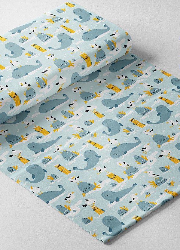 Tecido Oxford Estampa Digital Focas 1,55m de Largura