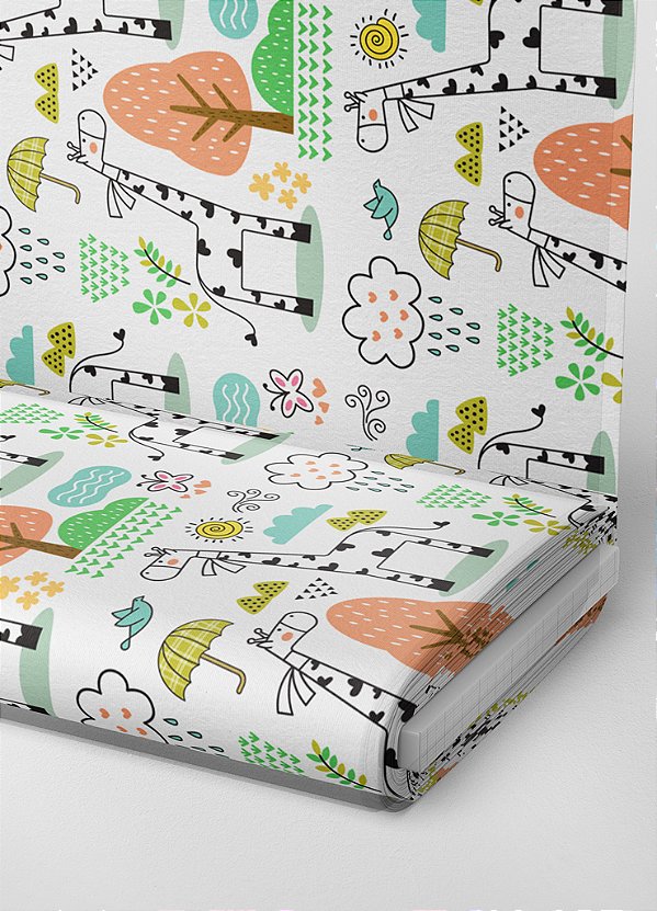 Tecido Oxford Estampa Digital Girafa Feliz 1,55m de Largura