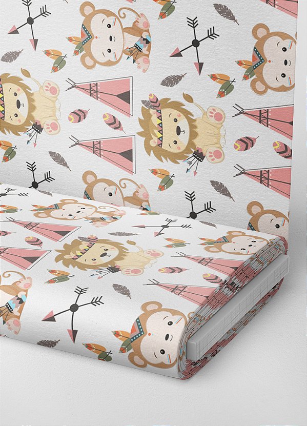 Tecido Oxford Estampa Digital Indio Leãozinho 1,55m de Largura