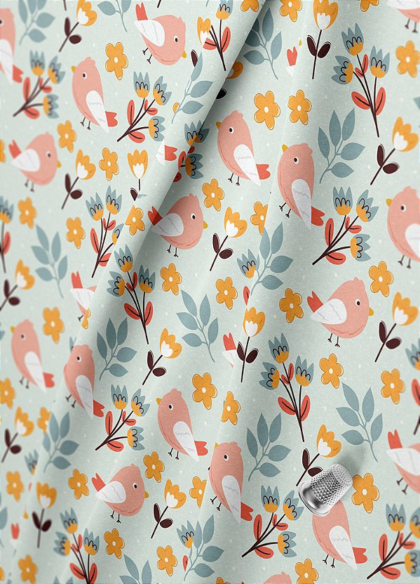Tecido Oxford Estampa Digital Passarinho 1,55m de Largura