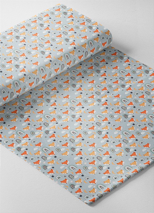 Tecido Oxford Estampa Digital Raposa Feliz 1,55m de Largura