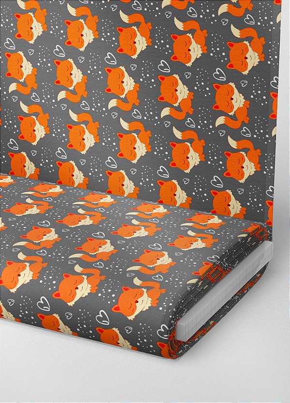 Tecido Oxford Estampa Digital Raposa Fofa 1,55m de Largura