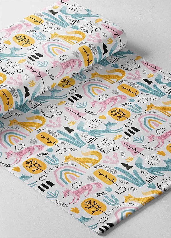 Tecido Oxford Estampa Digital Raposa Na Floresta 1,55m de Largura