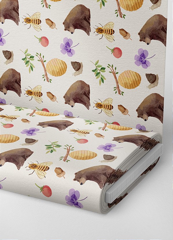 Tecido Oxford Estampa Digital Urso Aquarela 1,55m de Largura