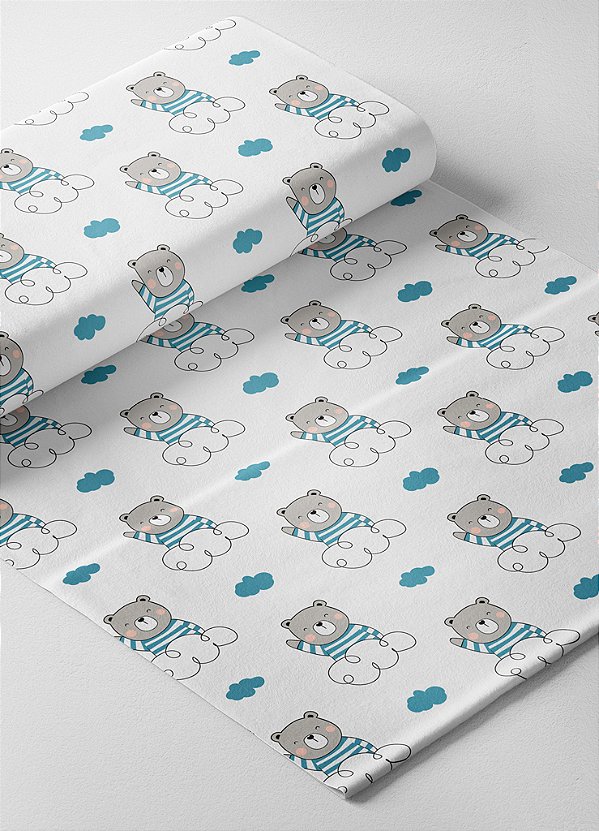 Tecido Oxford Estampa Digital Urso Céu 1,55m de Largura