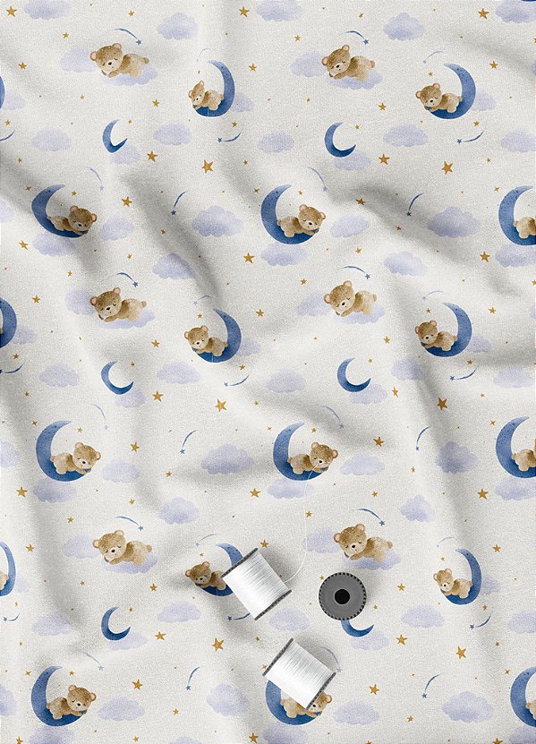 Tecido Oxford Estampa Digital Urso Soneca 1,55m de Largura