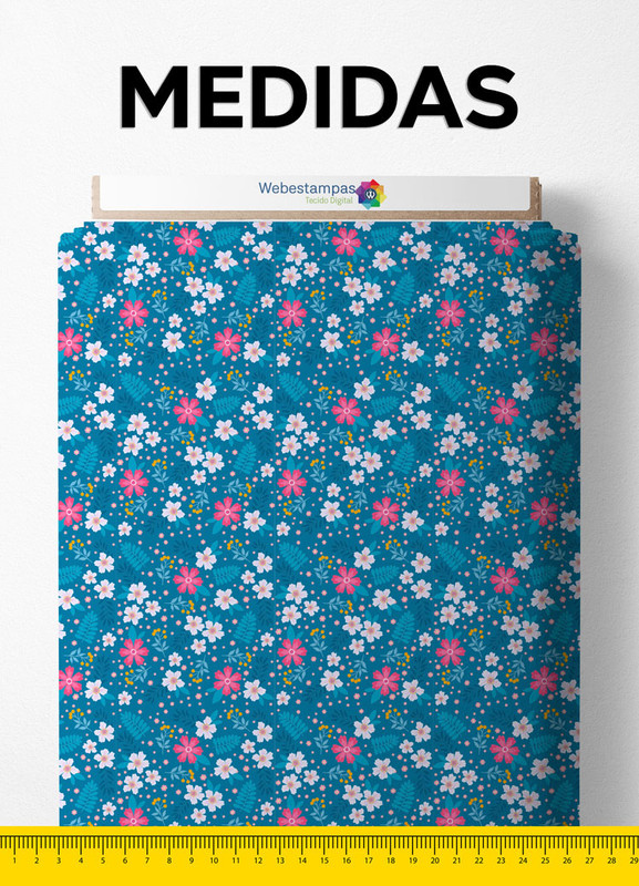 Tecido Oxford Estampa Digital  Flores Brancas e Rosas 1,55m de Largura