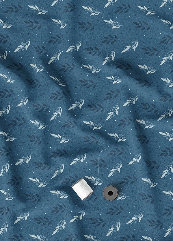 Tecido Oxford Estampa Digital  Raminho Branco Fundo Marinho 1,55m de Largura