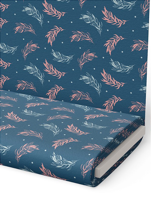 Tecido Oxford Estampa Digital  Raminho Rosa Fundo Marinho 1,55m de Largura