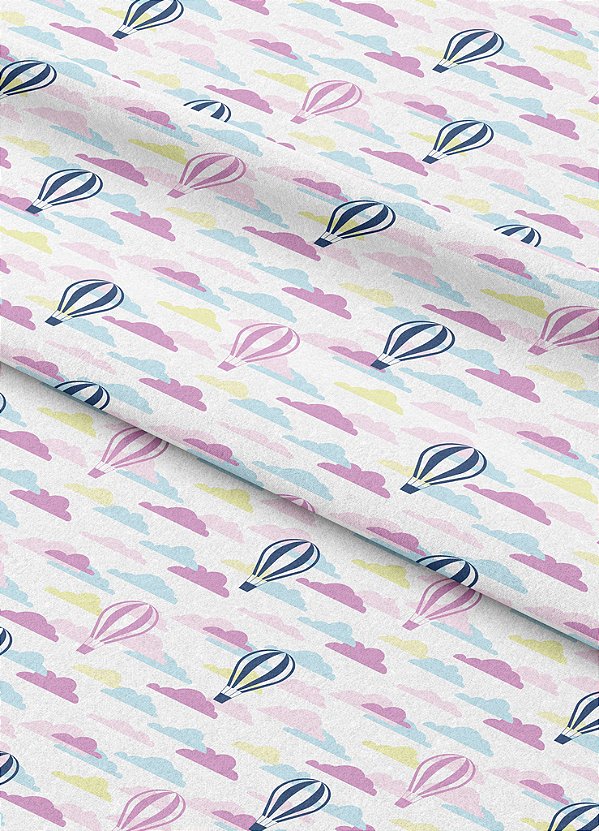 Tecido Oxford Estampa Digital Balões e Nuvens 1,55m de Largura