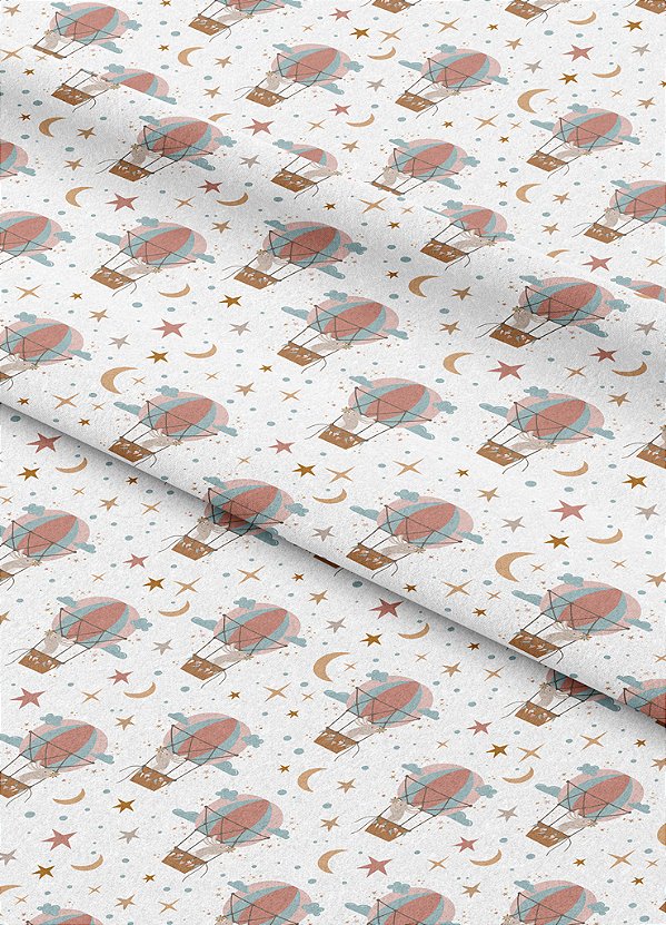 Tecido Oxford Estampa Digital Coelho no Balão 1,55m de Largura