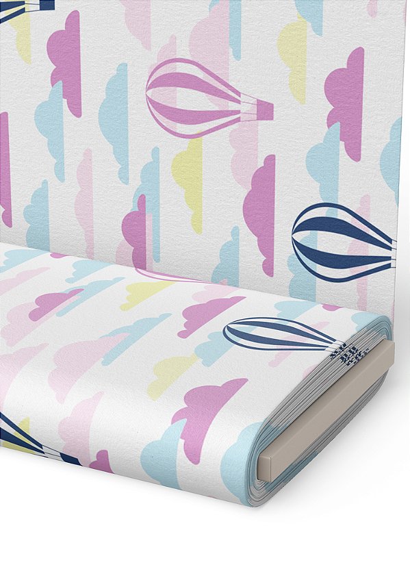 Tecido Oxford Estampa Digital Nuvens e Balões 1,55m de Largura