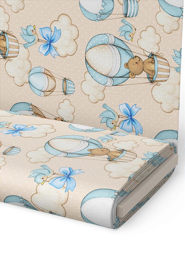 Tecido Oxford Estampa Digital Urso Baloeiro 1,55m de Largura