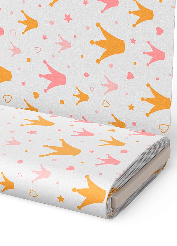 Tecido Oxford Estampa Digital  Coroa Fadinha 1,55m de Largura