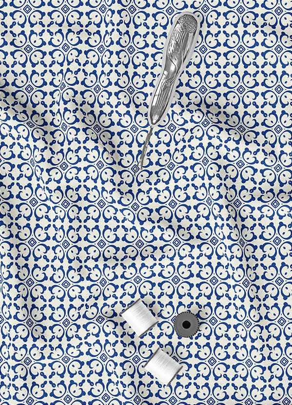 Tecido Oxford Estampa Digital Arabesco Azul Boavista 1,55m de Largura