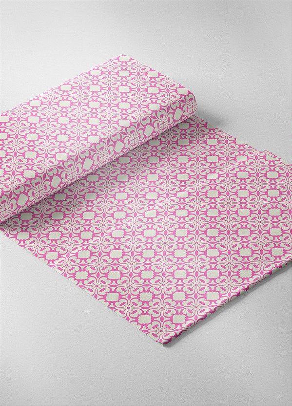 Tecido Oxford Estampa Digital Arabesco Rosa Francês 1,55m de Largura