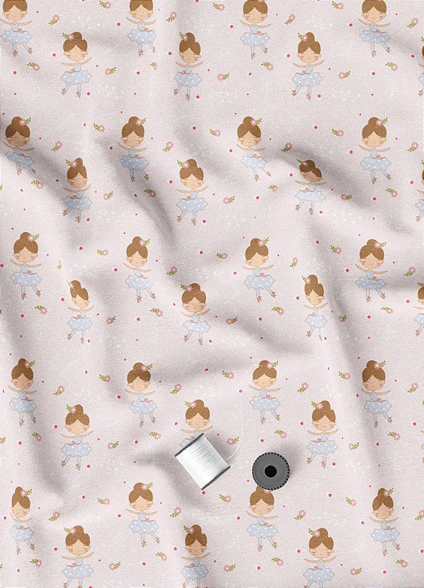 Tecido Oxford Estampa Digital Bailarina Fofinha 1,55m de Largura