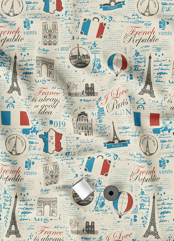 Tecido Oxford Estampa Digital Balão Francês 1,55m de Largura