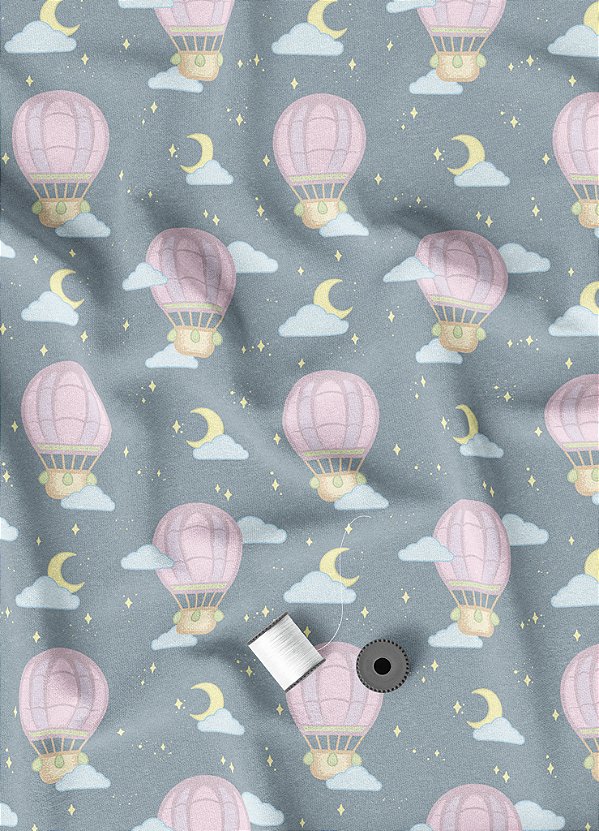 Tecido Oxford Estampa Digital Balão Noturno 1,55m de Largura