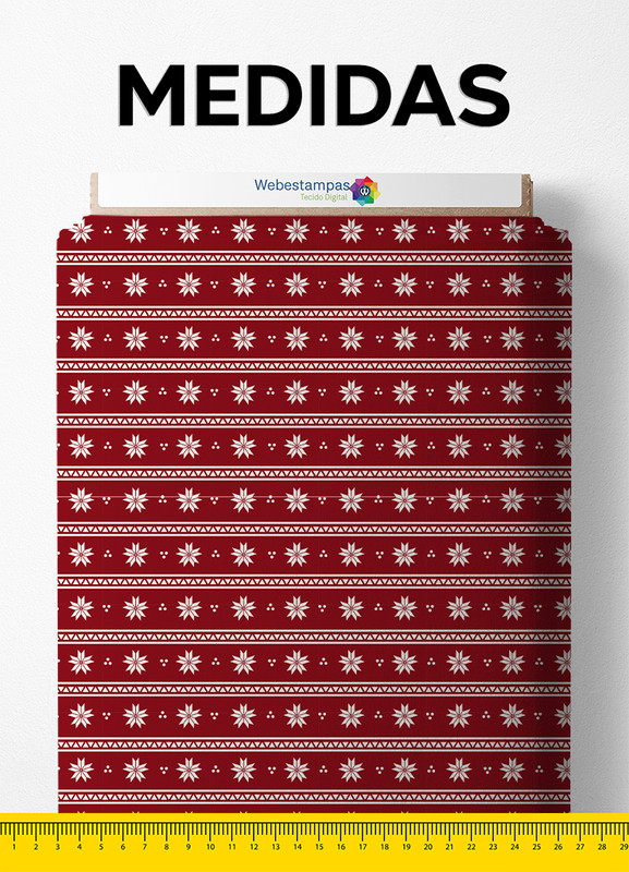 Tecido Oxford Estampa Digital Natalina Vermelha 1,55m de Largura