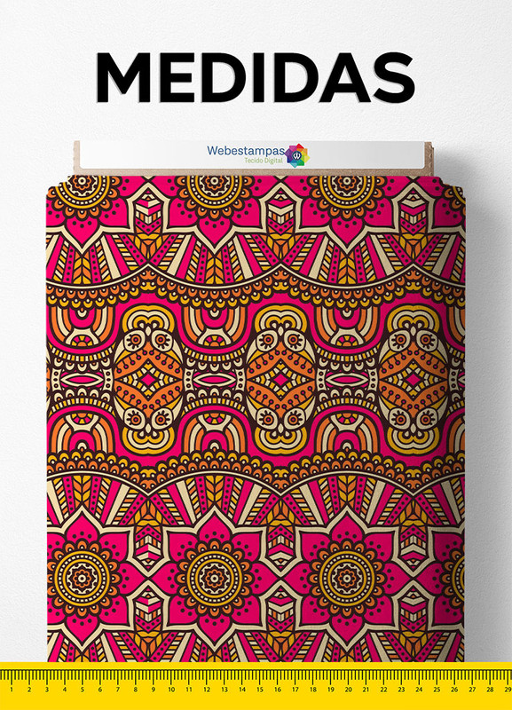 Tecido Oxford Estampa Digital Étnica Floral 1,55m de Largura