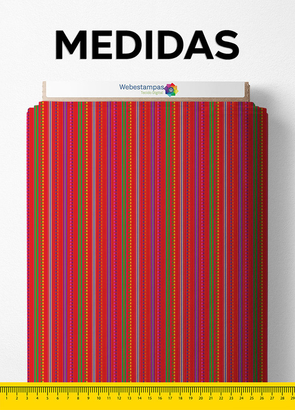 Tecido Oxford Estampa Digital Peruana Vermelha 1,55m de Largura