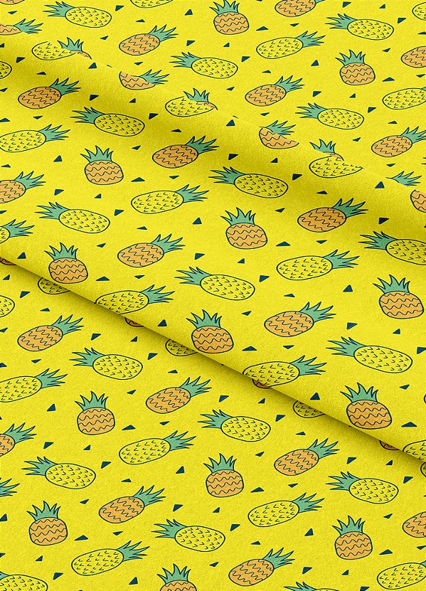 Tecido Oxford Estampa Digital Abacaxi Fundo Amarelo 1,55m de Largura