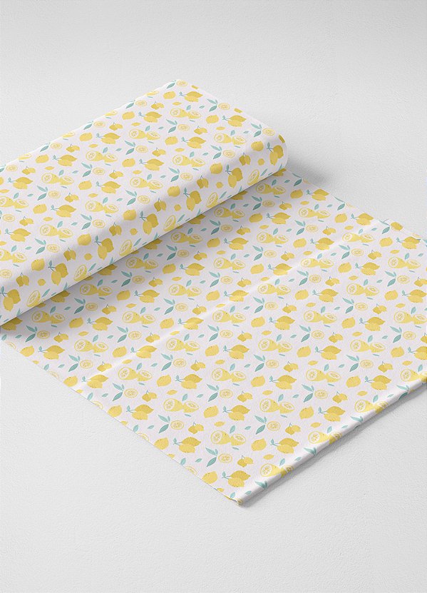 Tecido Oxford Estampa Digital Limão Amarelo Claro 1,55m de Largura