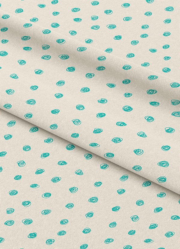 Tecido Oxford Estampa Digital Bolinha Azul Fundo Branco 1,55m de Largura