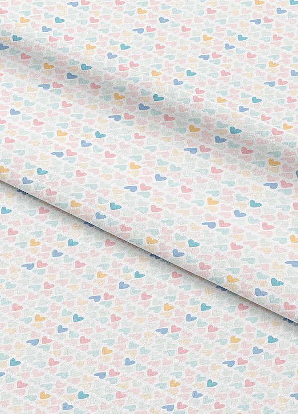 Tecido Oxford Estampa Digital Coração em Fila Coloridos 1,55m de Largura