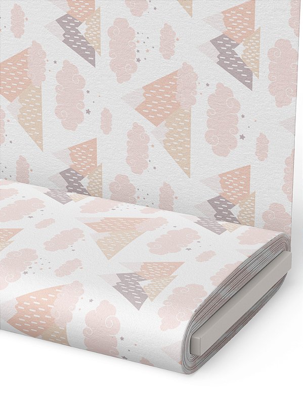 Tecido Oxford Estampa Digital Montanhas e Nuvens Fundo Branco 1,55m de Largura