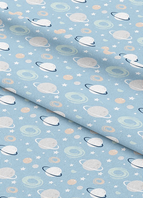 Tecido Oxford Estampa Digital Planetas Fundo Azul 1,55m de Largura