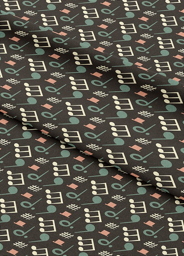 Tecido Oxford Estampa Digital Notas Musicais Clássicas 1,55m de Largura