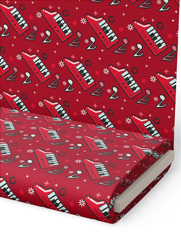Tecido Oxford Estampa Digital Teclado Vermelho 1,55m de Largura
