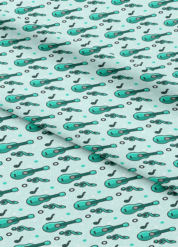 Tecido Oxford Estampa Digital Violão Azul 1,55m de Largura