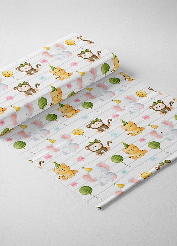 Tecido Oxford Estampa Digital Aniversário na Selva 1,55m de Largura