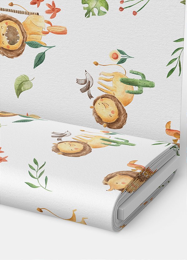 Tecido Oxford Estampa Digital Aquarela Leãozinho 1,55m de Largura