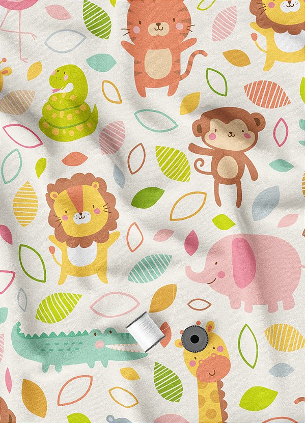 Tecido Oxford Estampa Digital Bichinhos da Floresta 1,55m de Largura