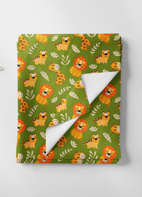 Tecido Oxford Estampa Digital Selvinha Fundo Verde 1,55m de Largura