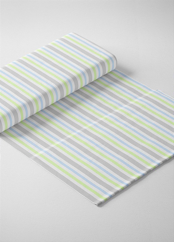 Tecido Oxford Estampa Digital Listrado Claro Verde e Azul 1,55m de Largura