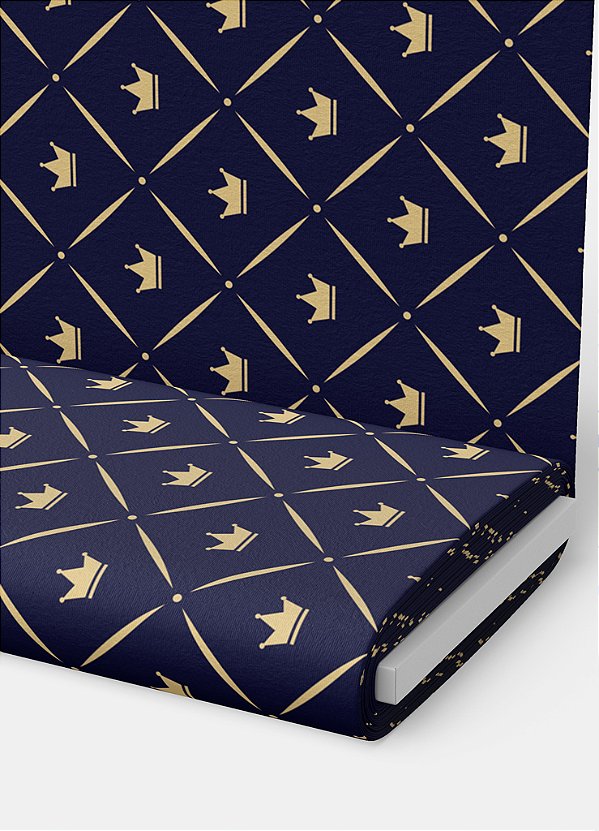 Tecido Oxford Estampa Digital Arabesco Coroa Dourada 1,55m de Largura